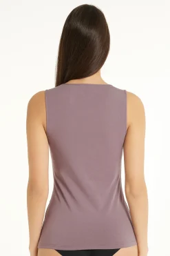 Wide-Strap Round-Neck Cotton Camisole - Tank Tops - Women | Tezenis