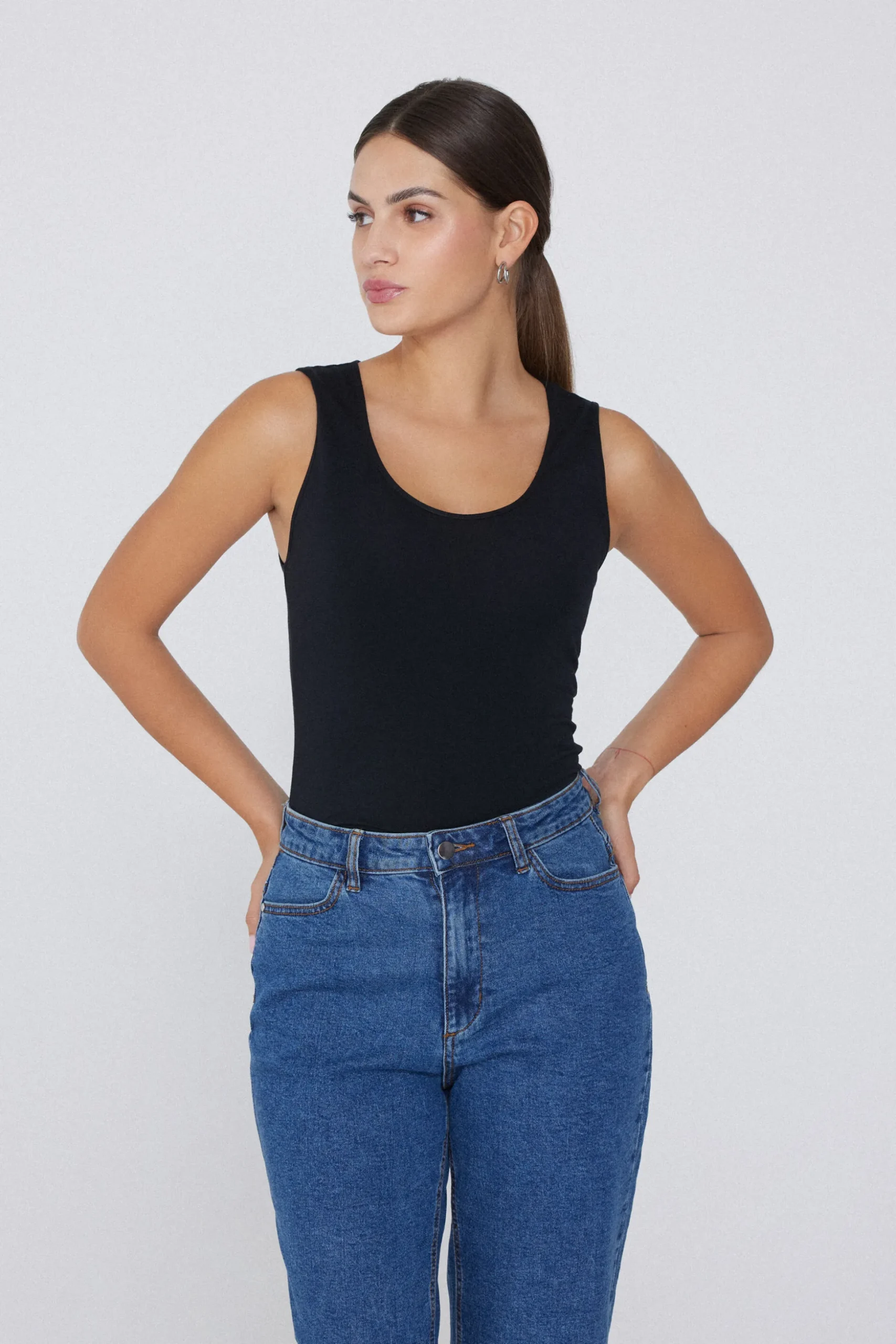 Wide-Strap Round-Neck Cotton Camisole - Tank Tops - Women | Tezenis