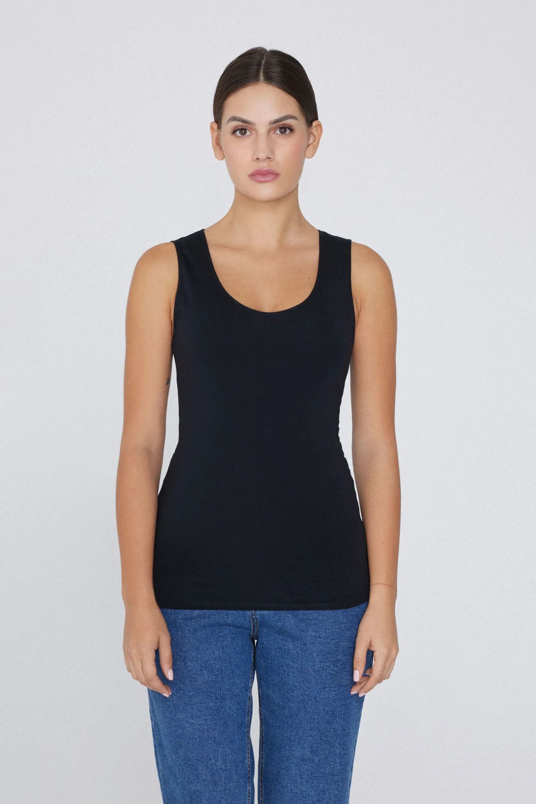 Wide-Strap Round-Neck Cotton Camisole - Tank Tops - Women | Tezenis