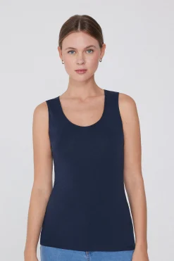 Wide-Strap Round-Neck Cotton Camisole - Tank Tops - Women | Tezenis