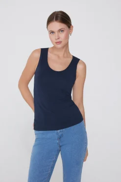 Wide-Strap Round-Neck Cotton Camisole - Tank Tops - Women | Tezenis