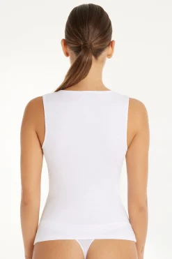 Wide-Strap Round-Neck Cotton Camisole - Tank Tops - Women | Tezenis
