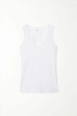 Wide-Strap Round-Neck Cotton Camisole - Tank Tops - Women | Tezenis