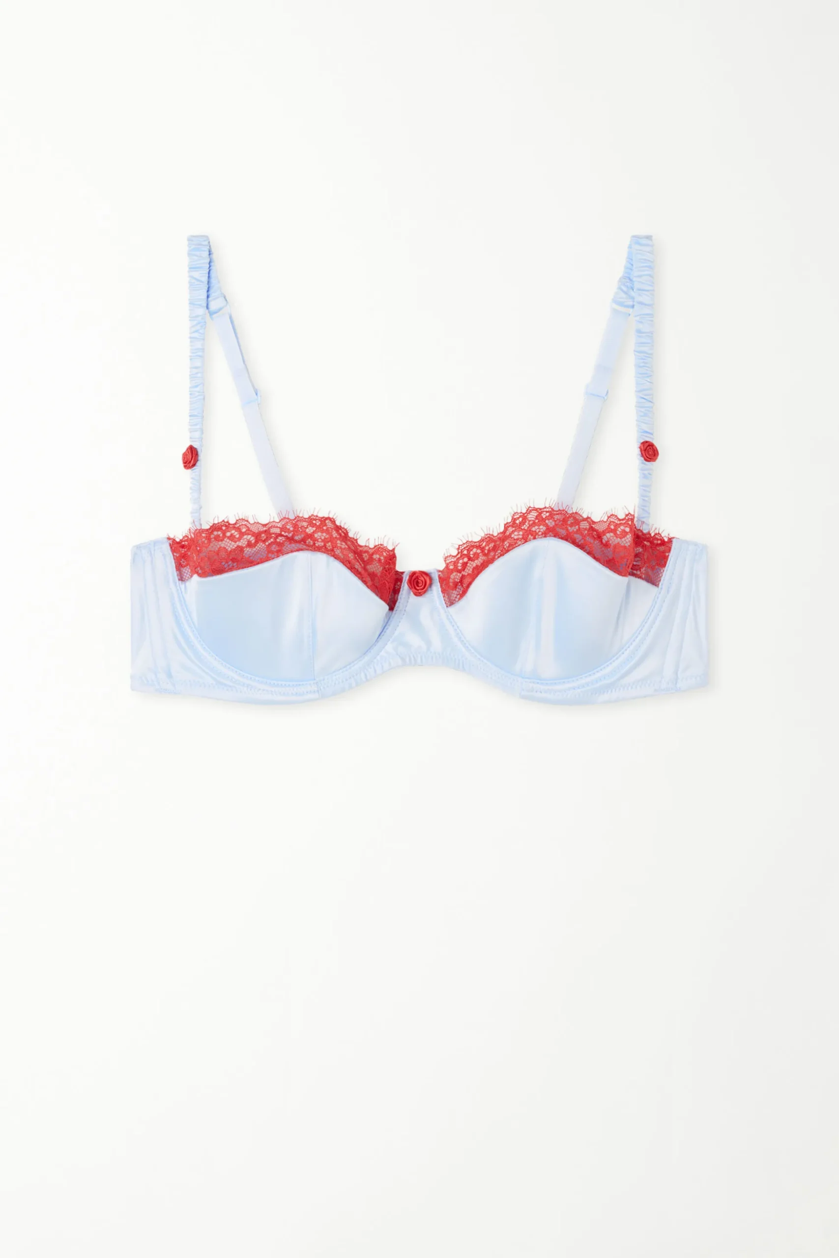 Wien Pastel Baby Satin Deep Neck Balconette Bra - Balconette - Women | Tezenis